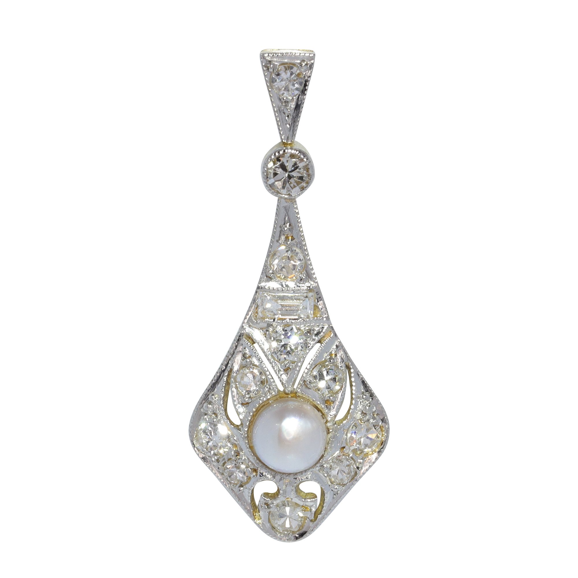 Vintage 1920's Art Deco diamond and pearl pendant